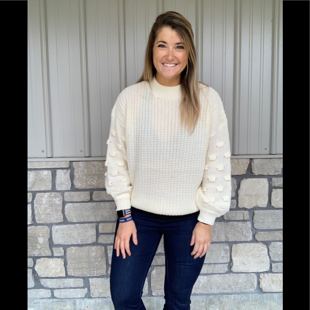 Ivory Polka Dot Sleeve Sweater